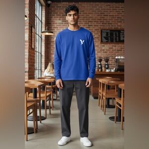 AE Blue Long Sleeve Shirt with White Logo